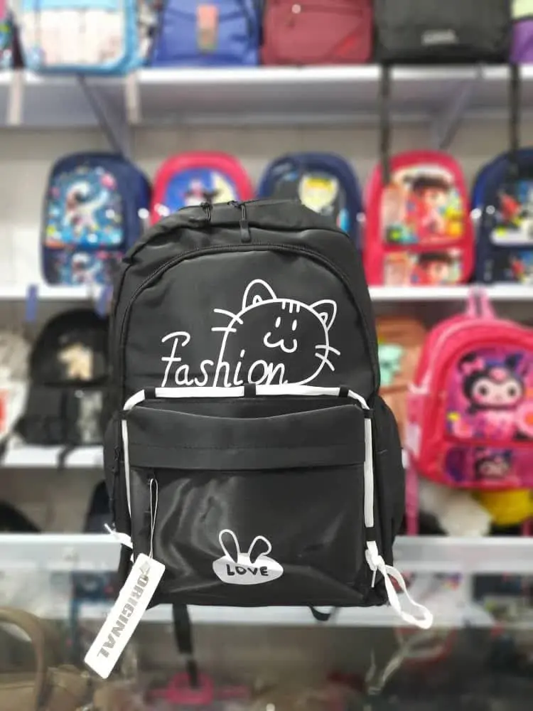 کوله دانشجویی تک رنگ مشکی
