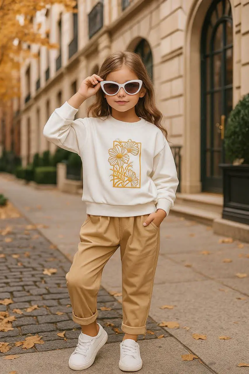 🎄بلوز شلوار کتان دخترانه مج...