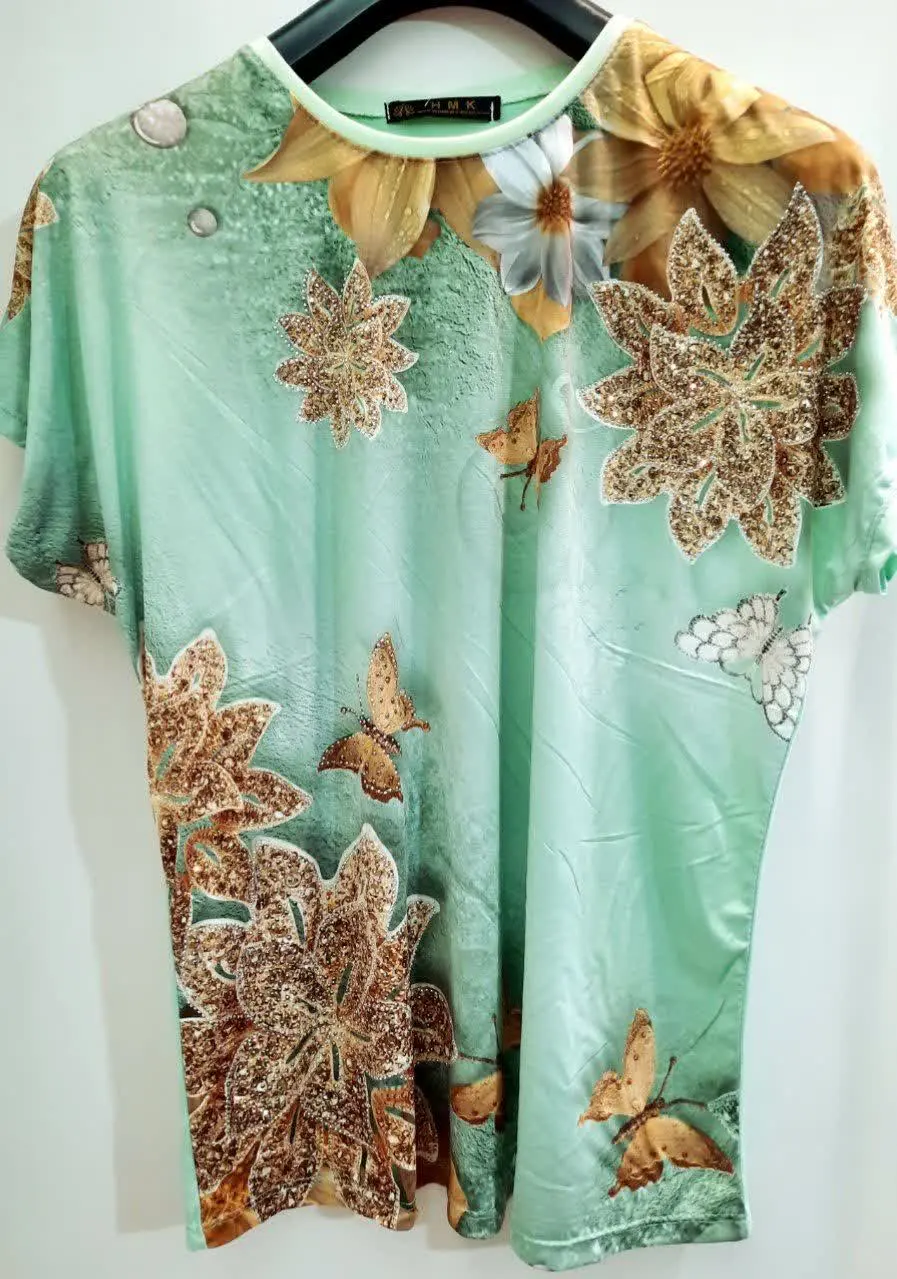 🌼بلوز نگین کار شده فلامنت
