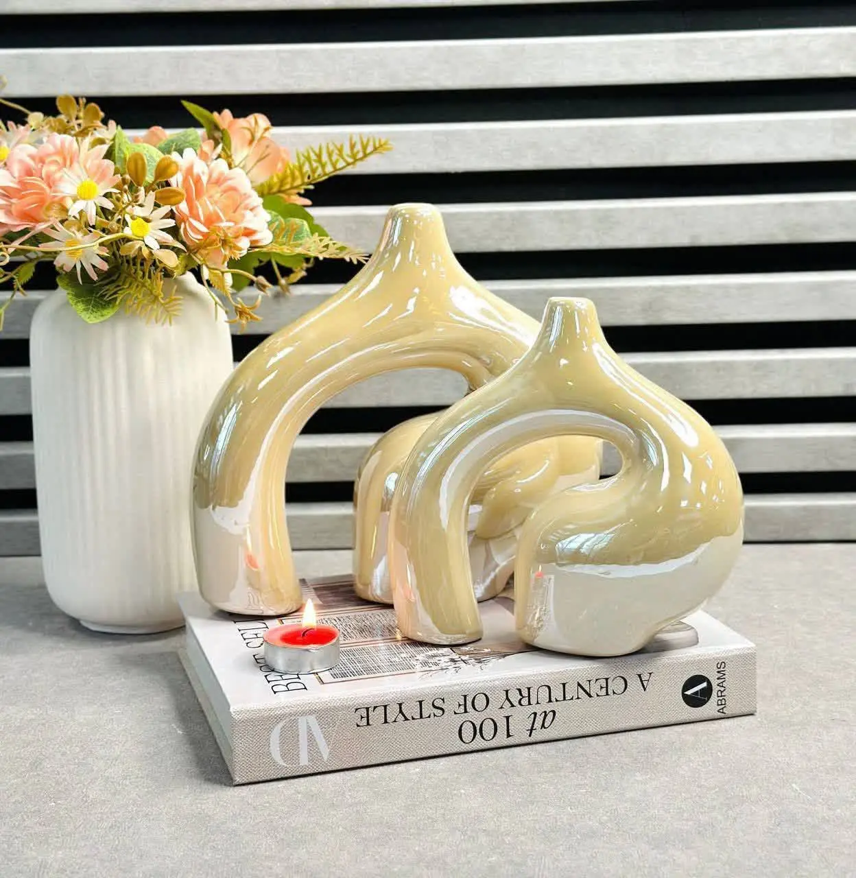 💥گلدان جفتی لاستر پافیلی💥