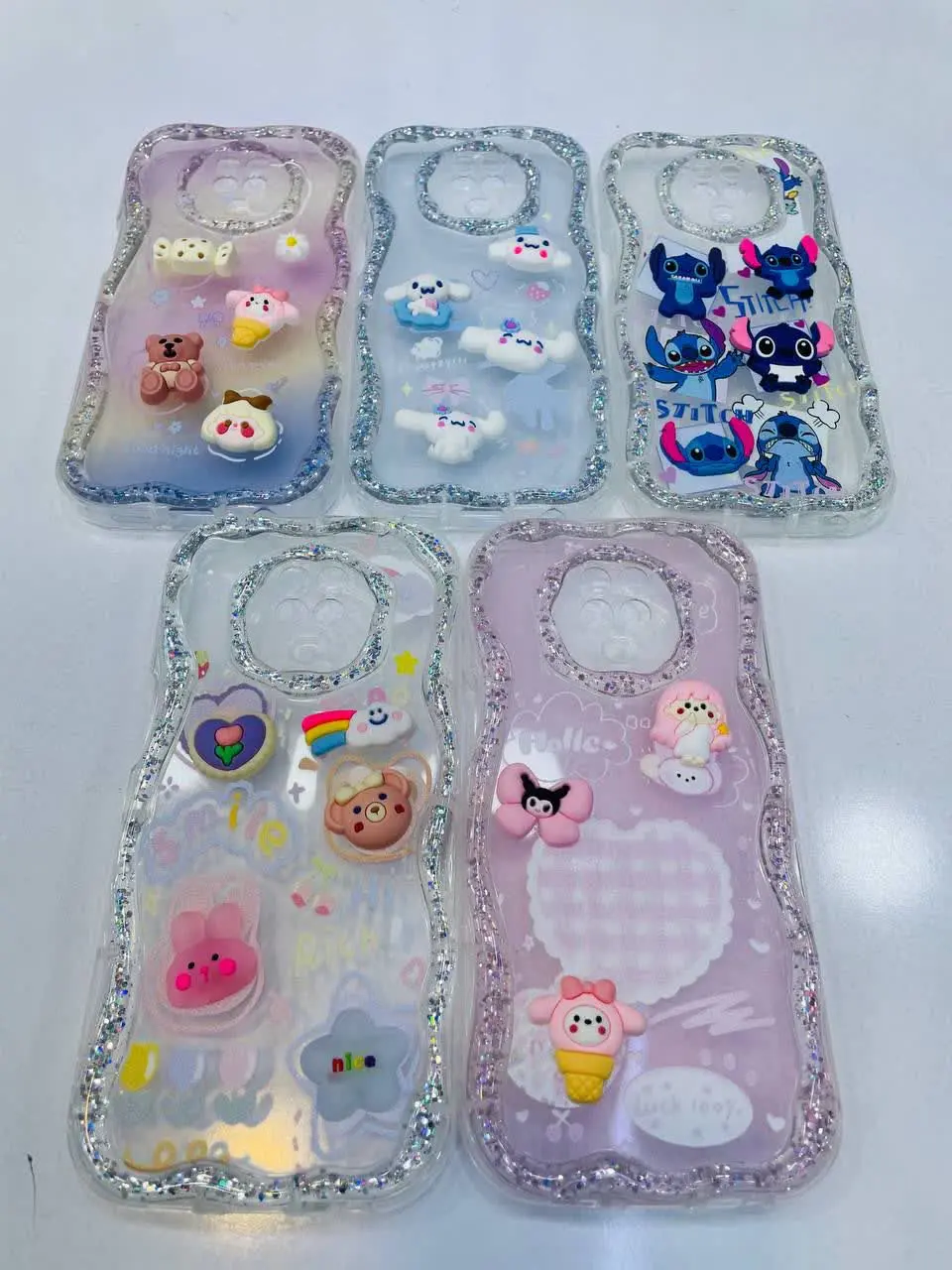 قاب موجی شفاف عروسکی برجسته دور کار رزین کاری مخصوص انواع #سامسونگ #شیائومی 
