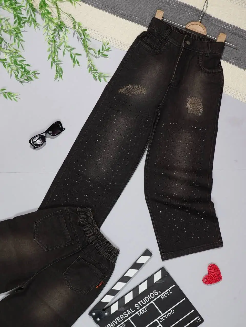 👭شلوار جین دخترانه پشت کش ک...