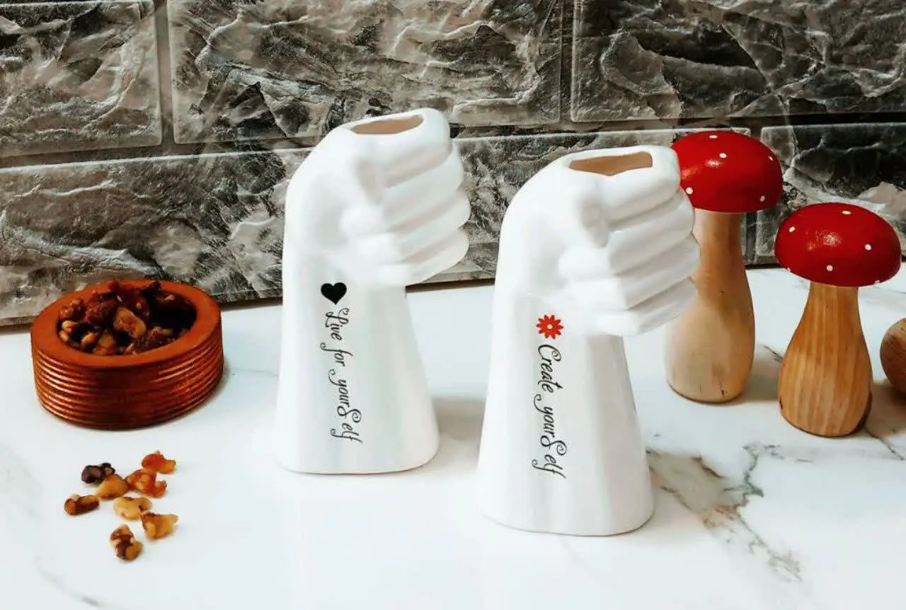 گلدان سرامیکی طرح دستی موجو...