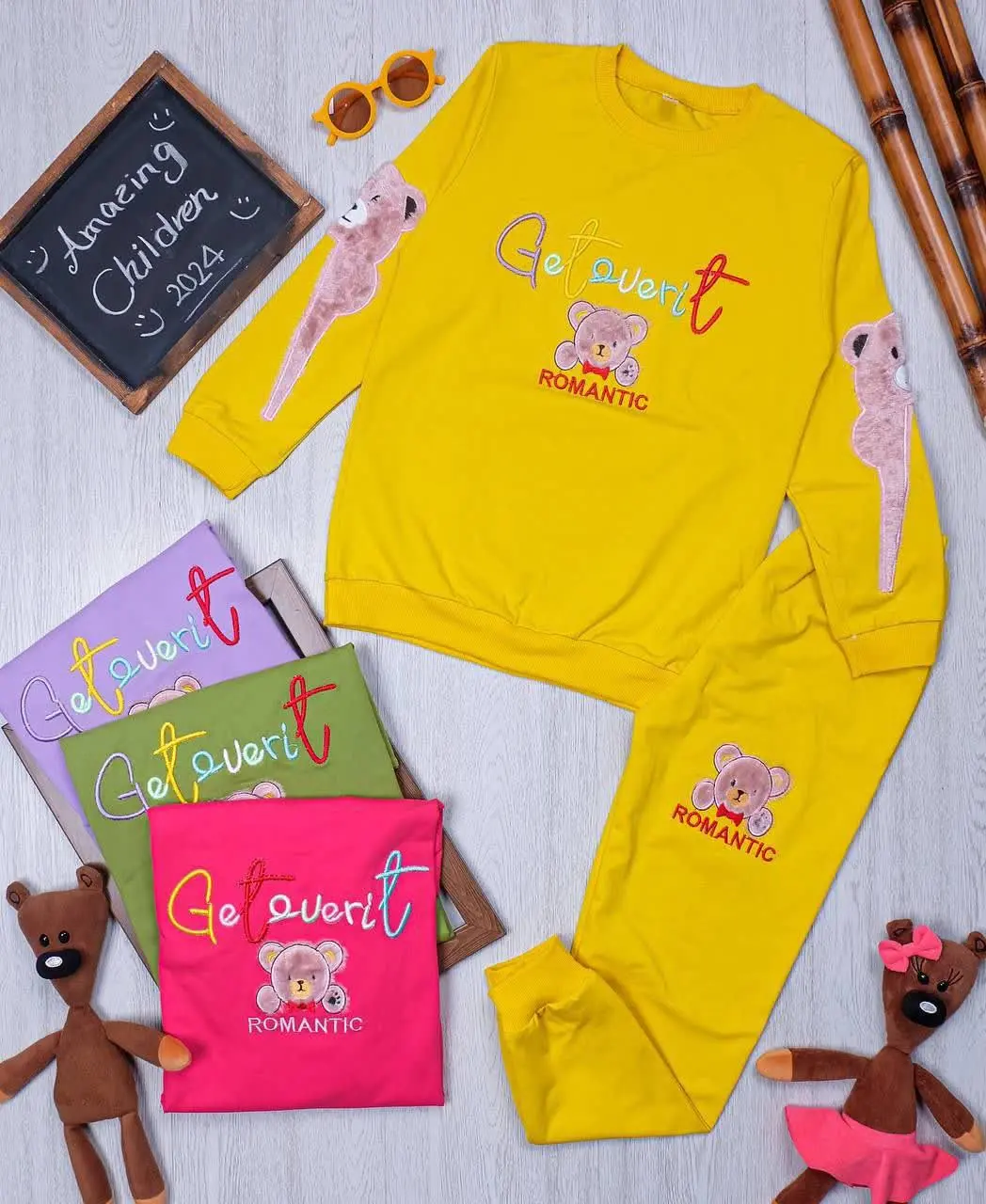 👫بلوز و شلوار گلدوزی خرس👫
