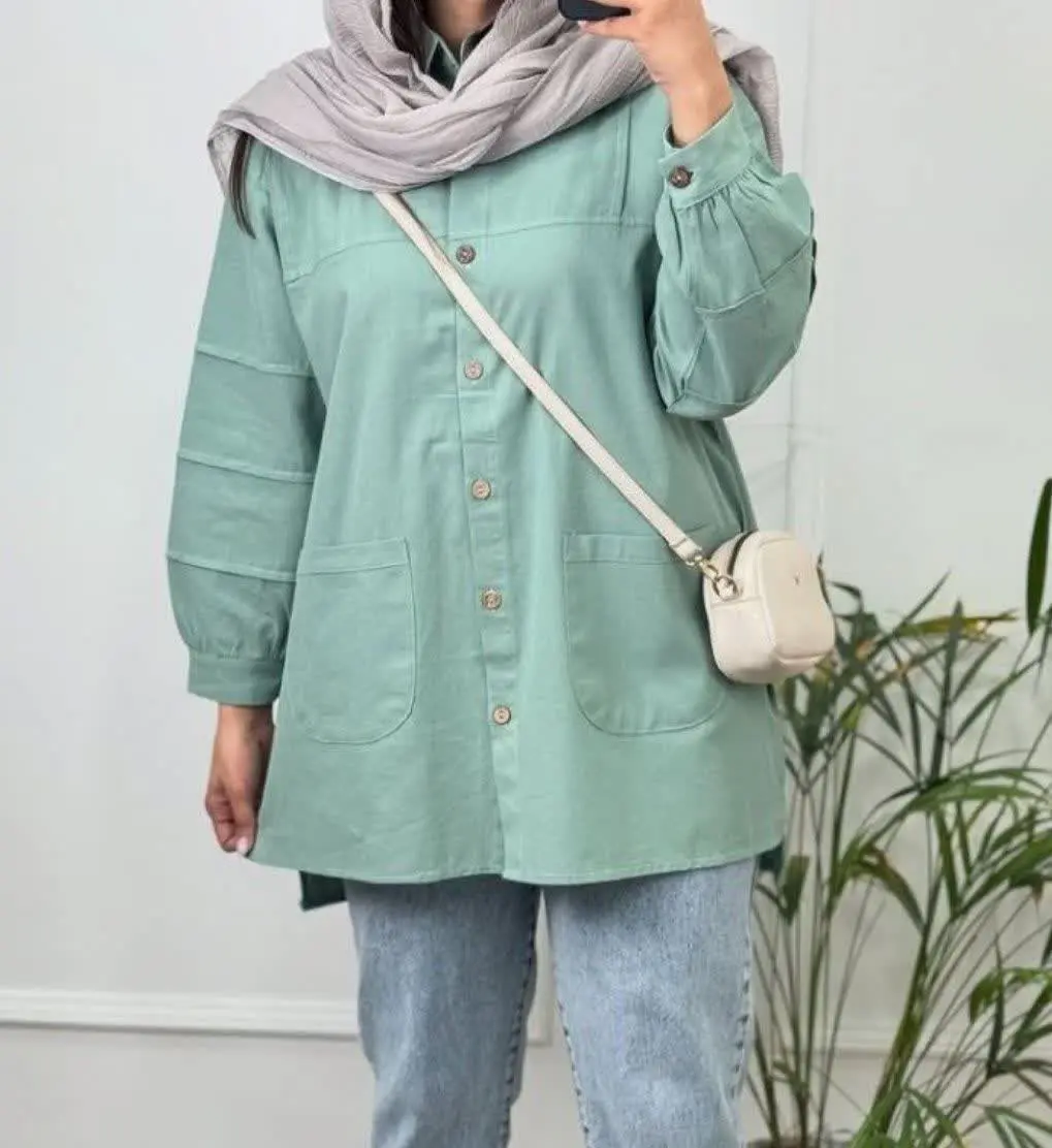 ✅ شومیز لینن آستین پیلی، 
