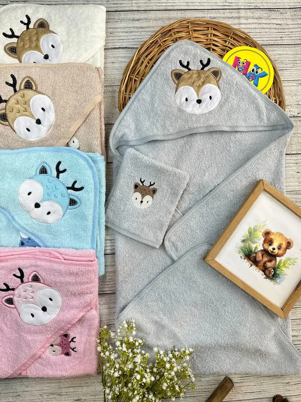 حوله دو تکه تبریز طرح گوزن نوزادی و کودک کد ۳۳۵۰۱۷ 
