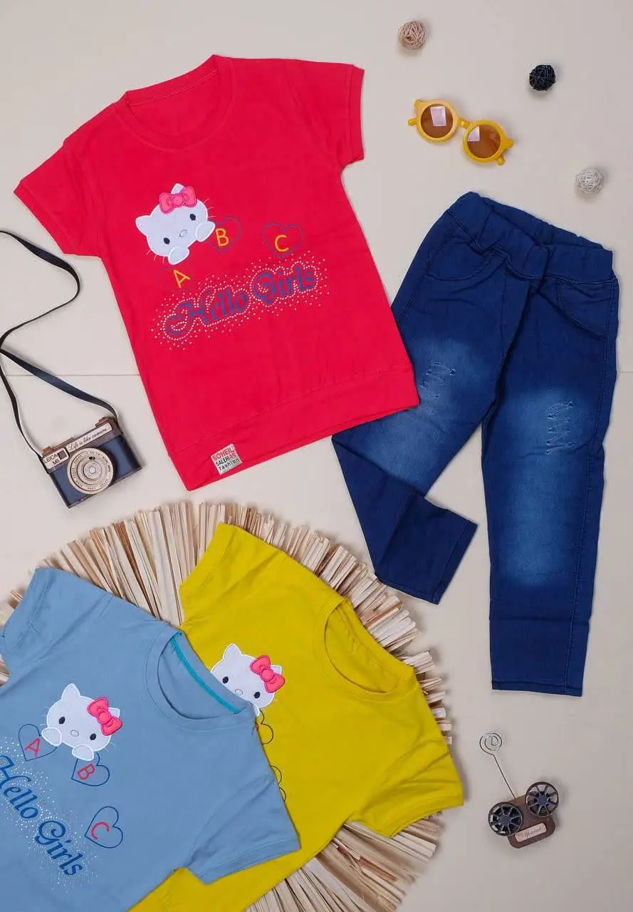 👕نام کالا: #تیشرت شلوار لی دخترانه 
