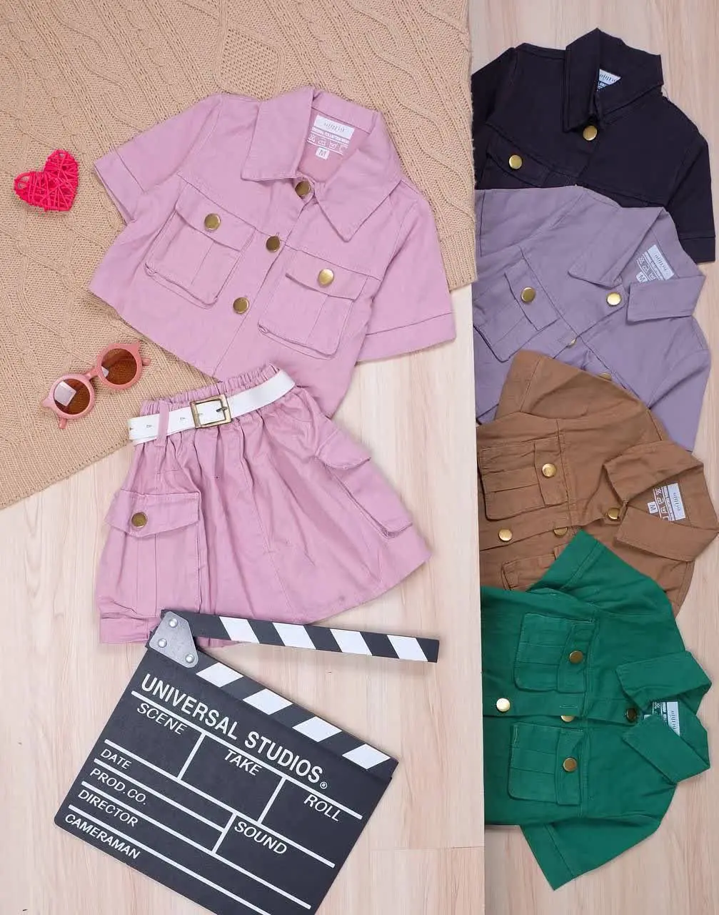 👫کت و دامن کتان ۲جیب👫
