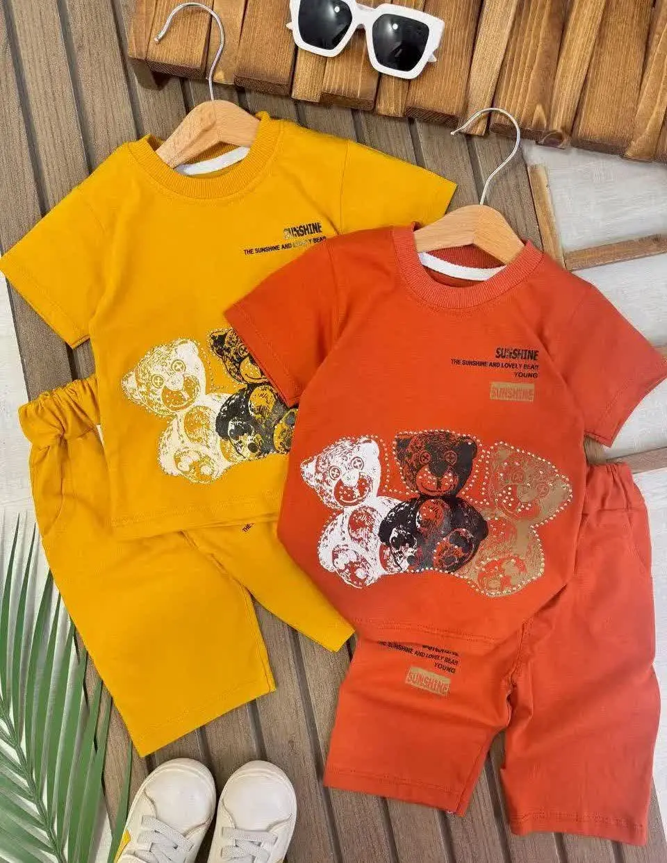 تیشرت شلوارک سه خرس نگین دار🧸
