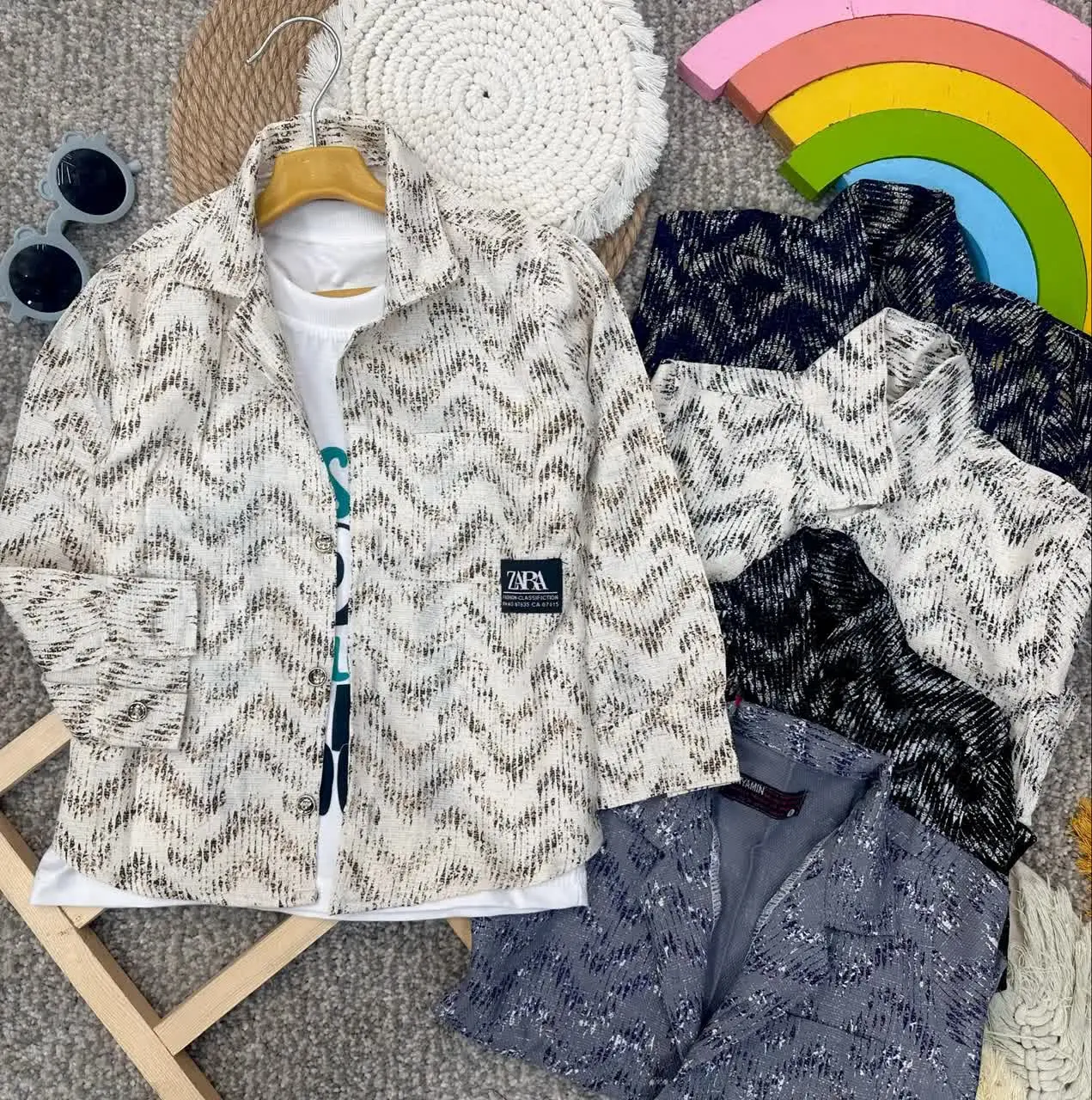 👫پیراهن پسرانه کنفی یقه دار zara😍
