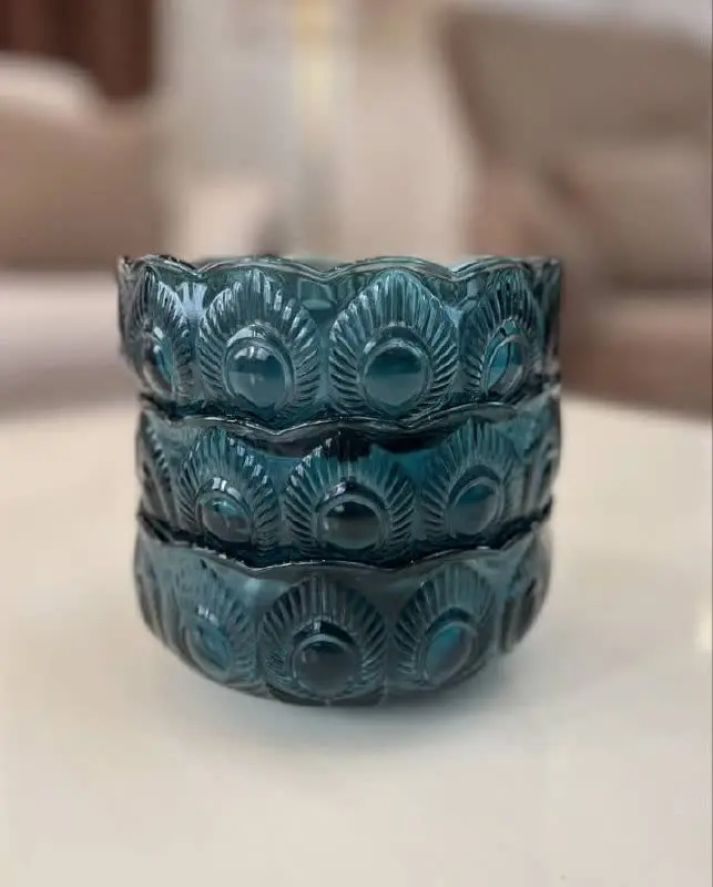 کاسه و لیوان کریستالی آبی