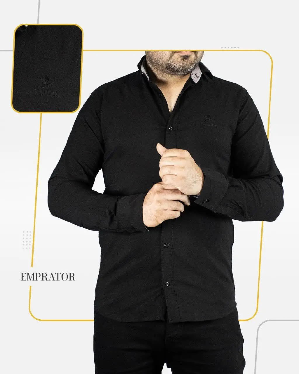 🔸 پیراهن مردانه آستین بلند مشکی مدل ۱۶۱۵
