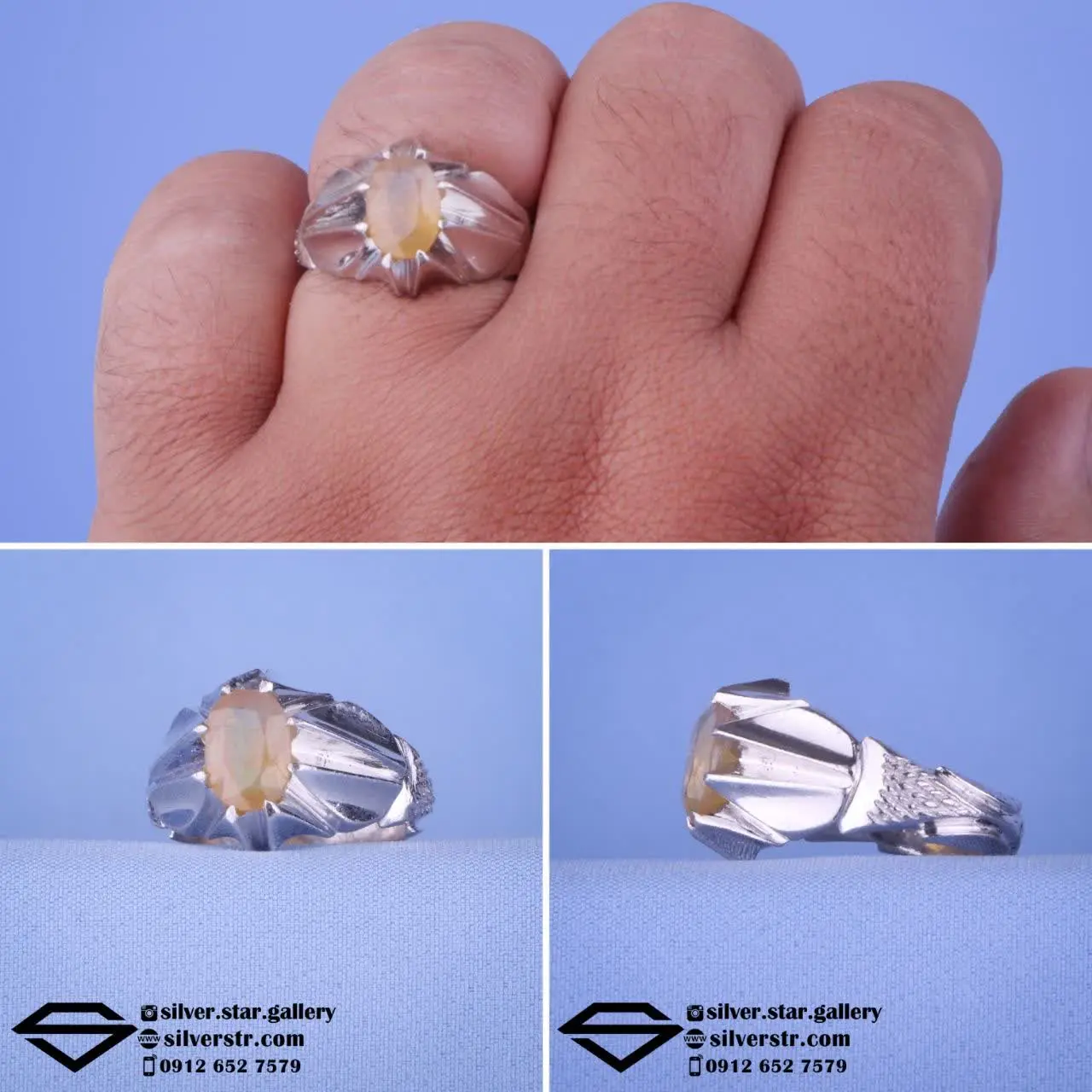 💎 انگشتر مردانه یاقوت زرد ا...
