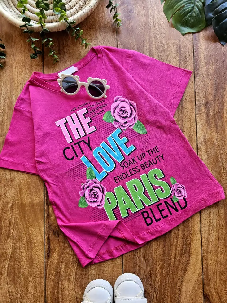 تیشرت تک دخترانه گل رز
