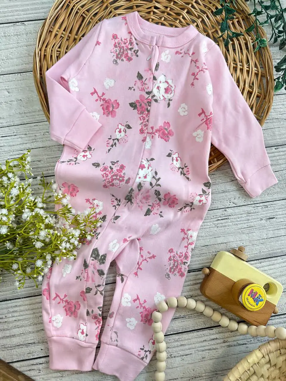 سرهمی طرح شکوفه صورتی نوزادی و کودک کد ۱۱۲۱۰۵ 
