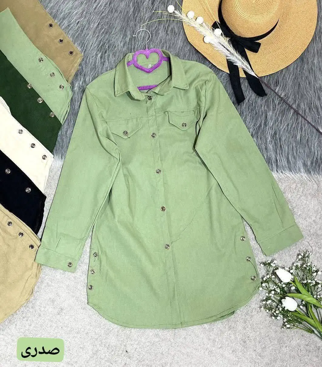 مانتو کتان بغل دکمه