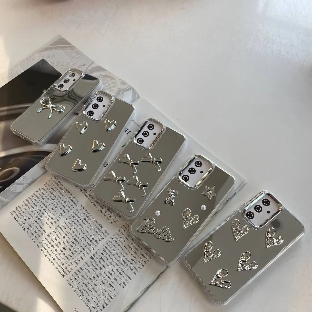 قاب آینه‌ای طرح پاپیون و قلب مخصوص انواع #سامسونگ #شیائومی و #آیفون 
