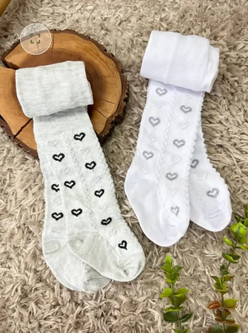 جوراب شلوار سفید و طوسی
