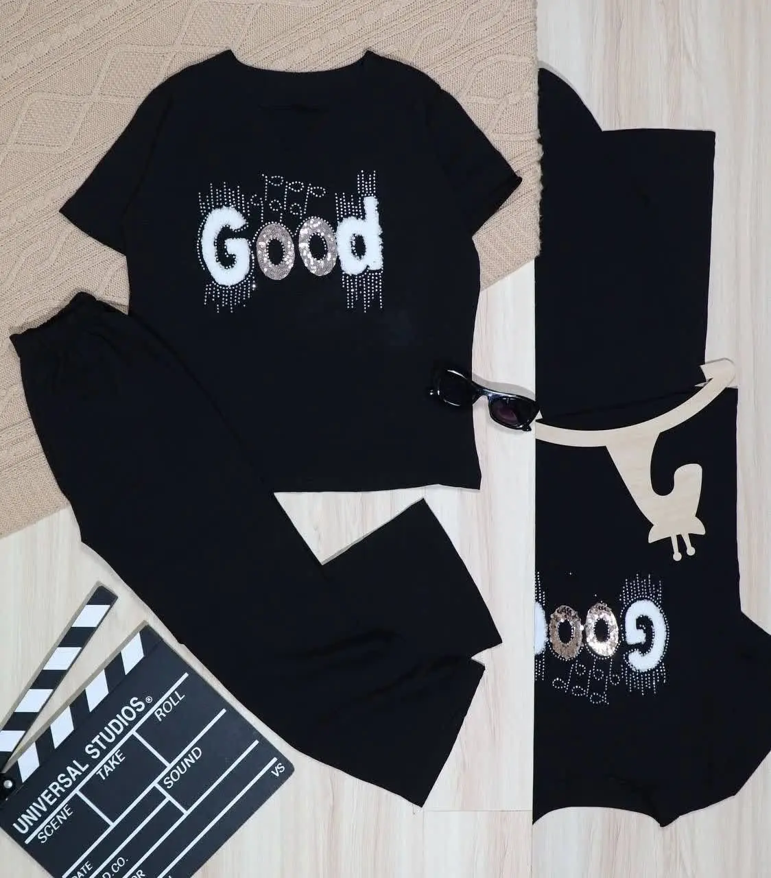 👫شومیز و شلوار ابروبادی مشکی GOOD👫
