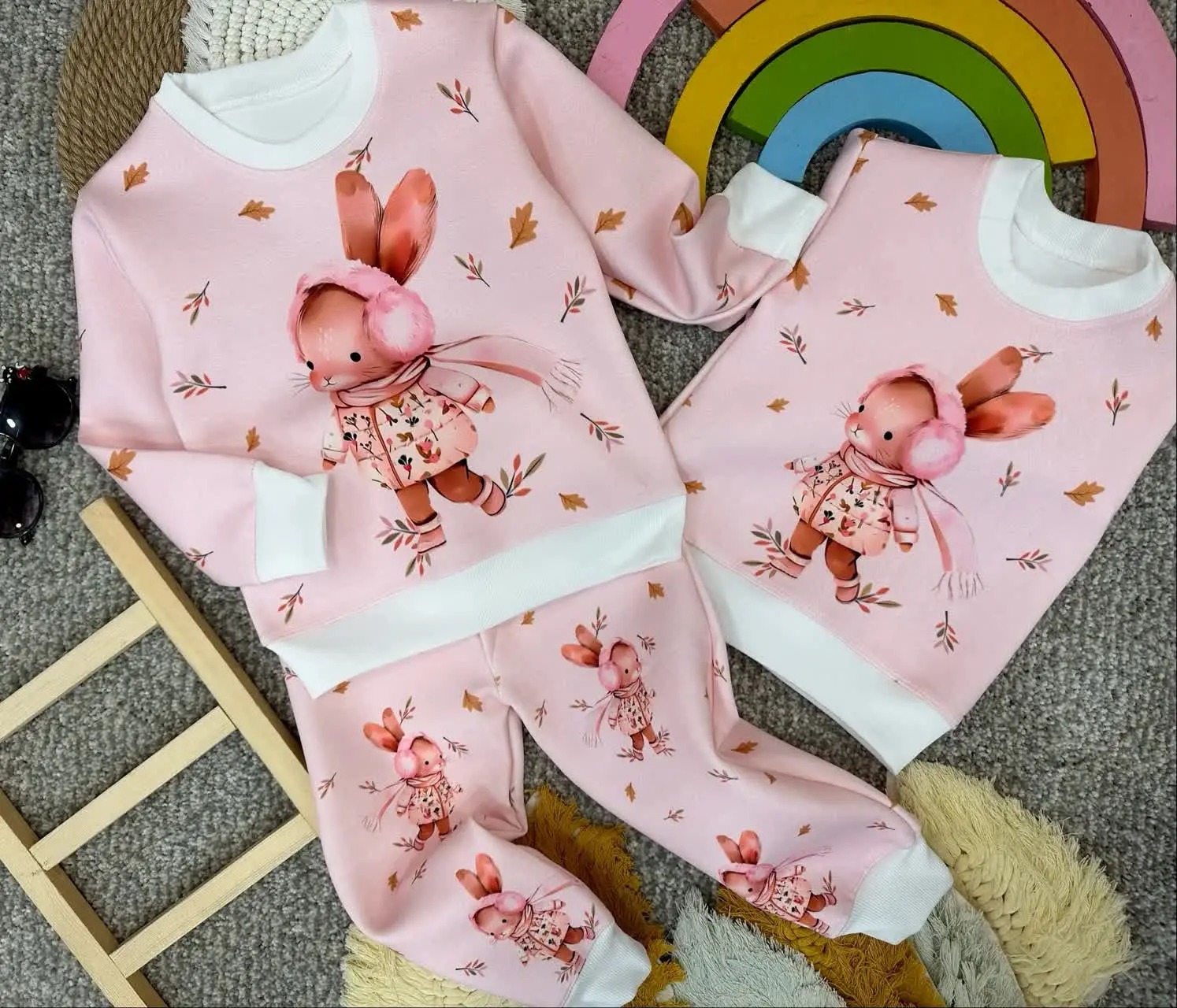 👫بلوز شلوار دخترانه موش هدفون تمام چاپ✅
