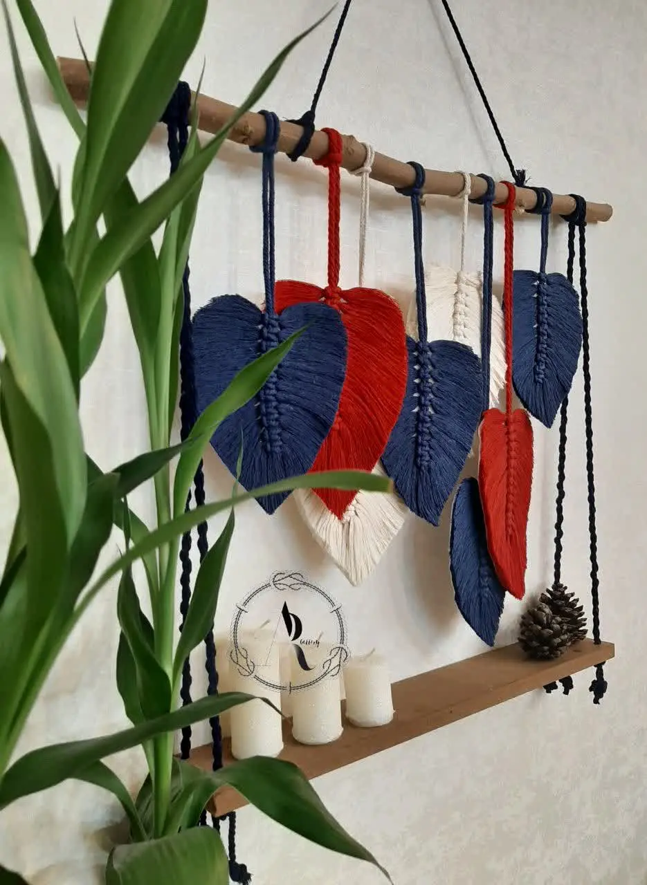 ✅دیوارکوب برگ مکرومه همراه شلف 
