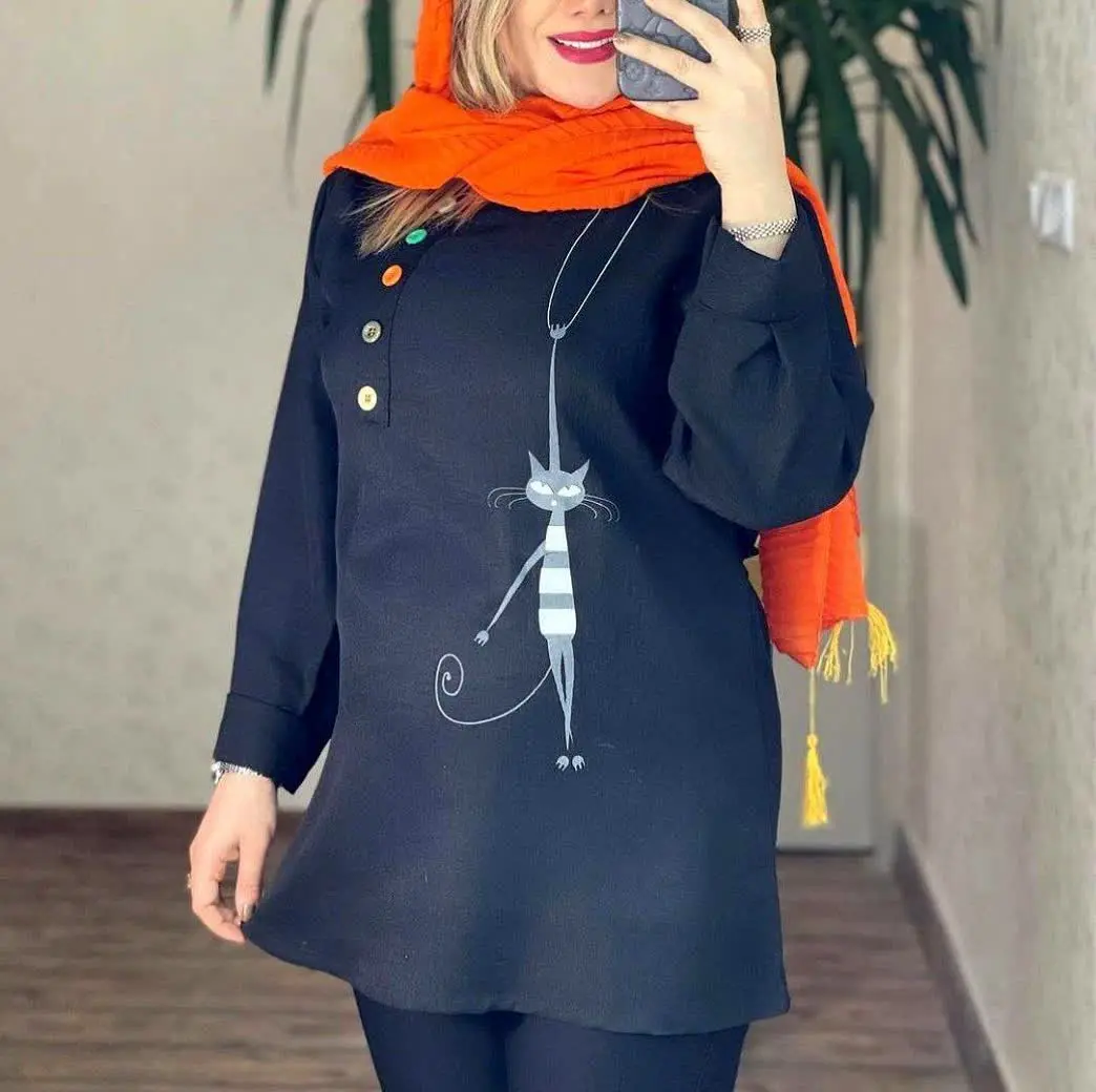 نام: تونیک مانتویی طرح گربه
