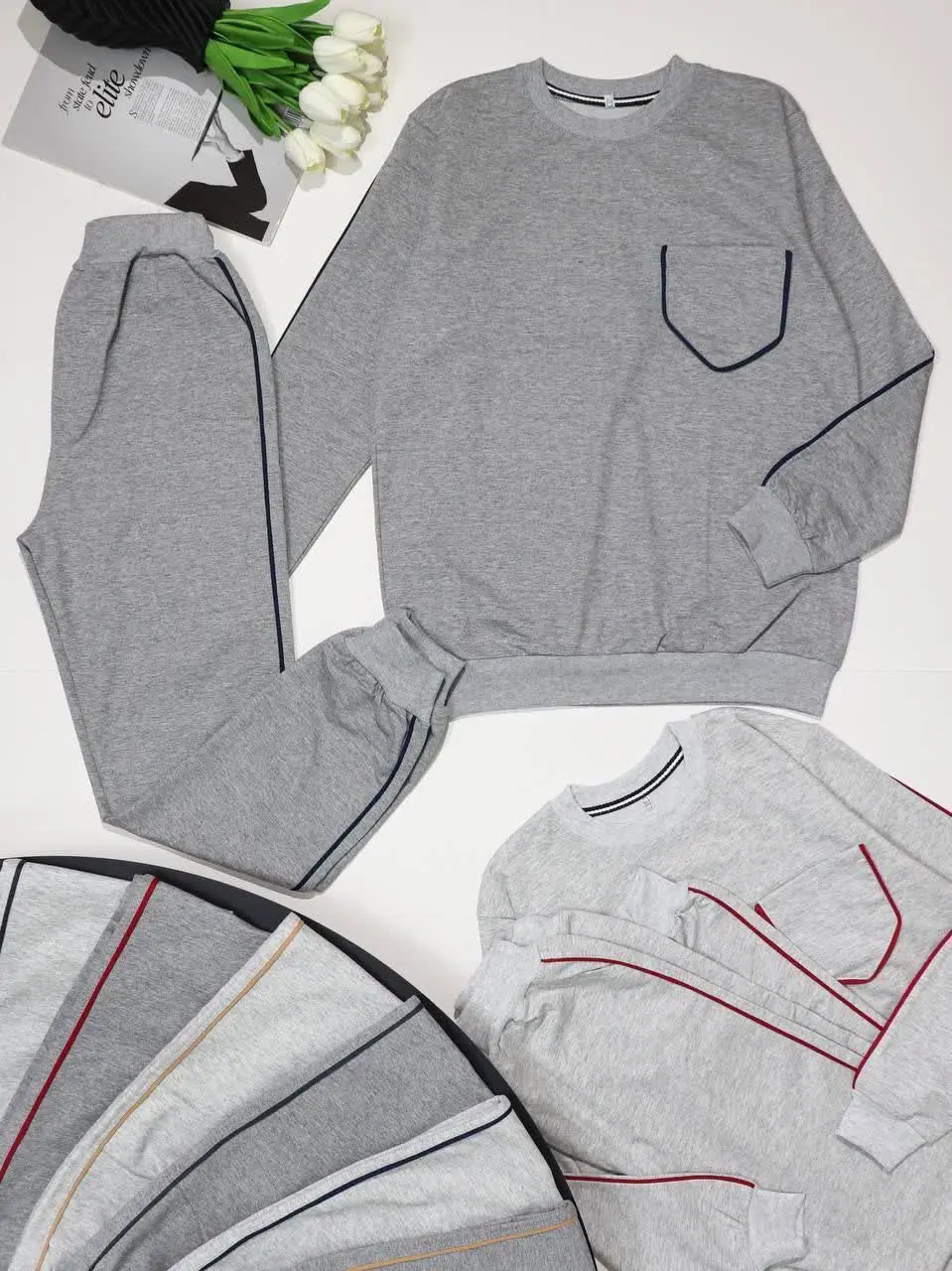 بلوز شلوار پسرونه ملانژ درجه ۱