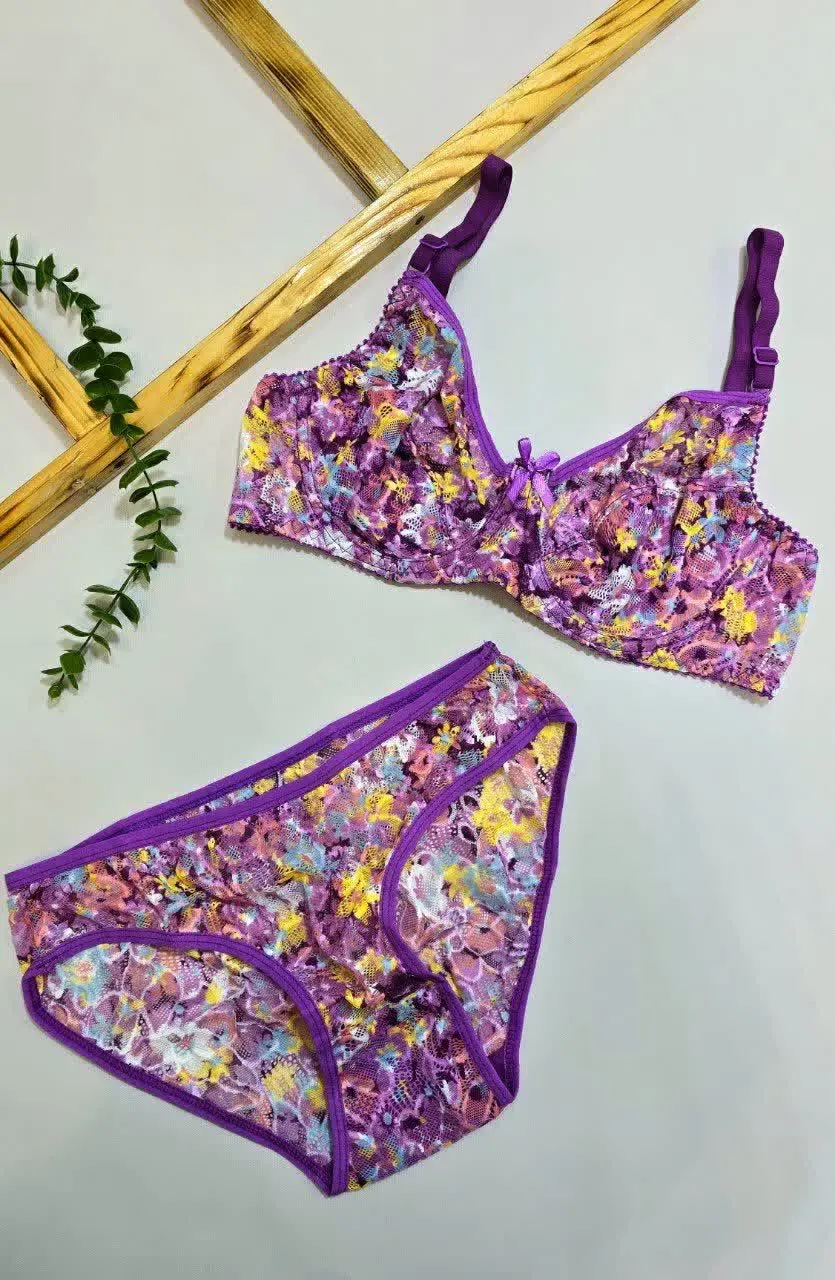 ست گلگلی بنفش خوش رنگمون 
