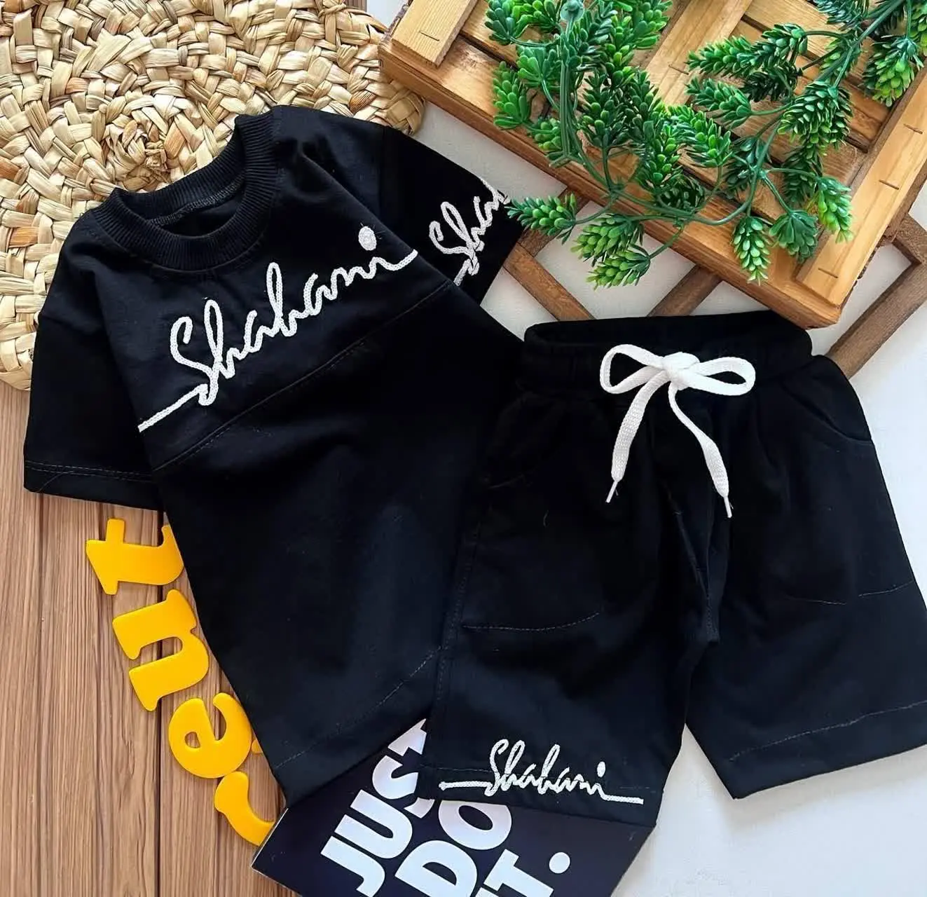 بلوز شلوارک مشکی گلدوزی