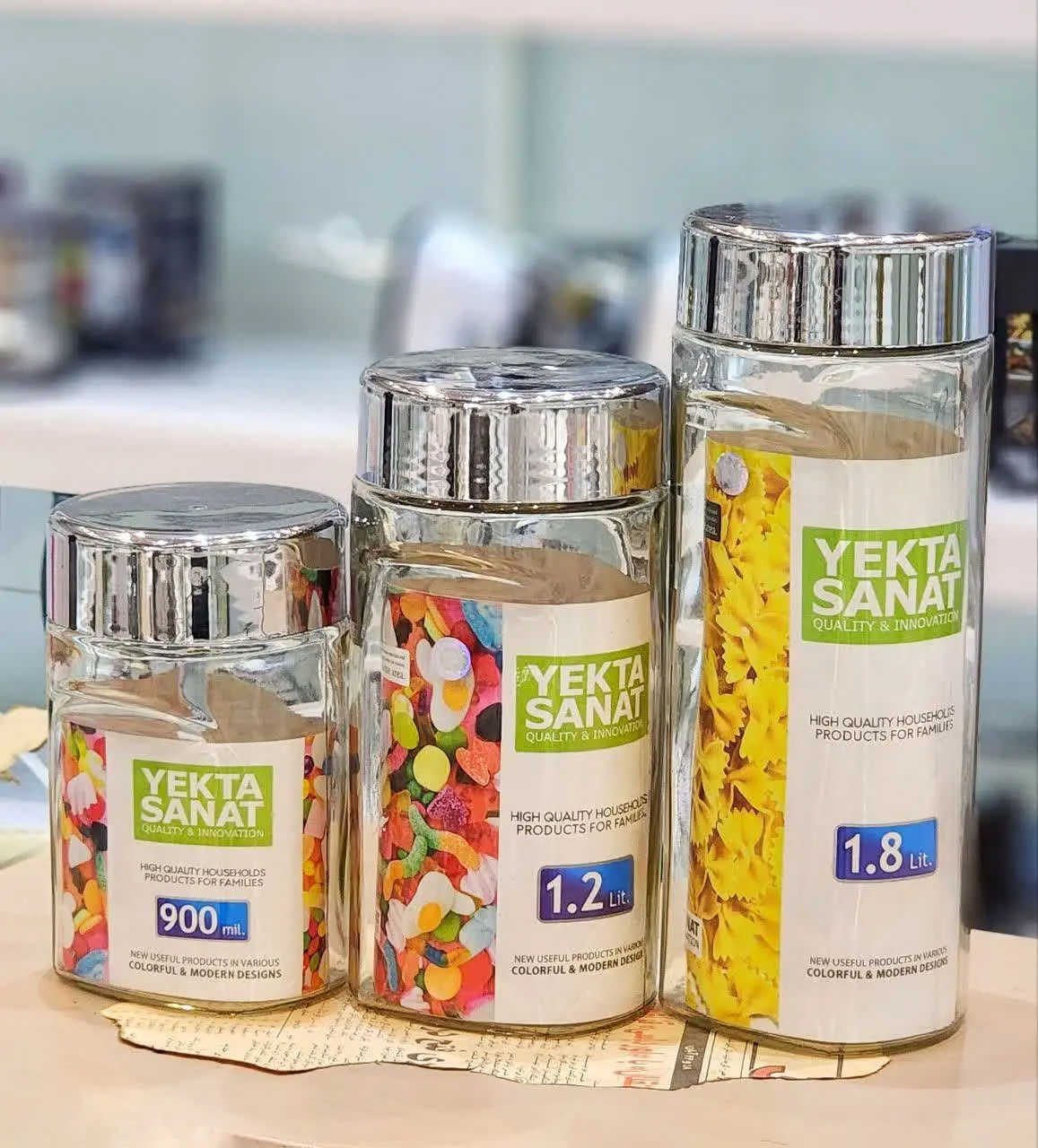 #بانکه ۳ سایز بازل بلوری درب کانینتری 🍓 Yekta sanat 
