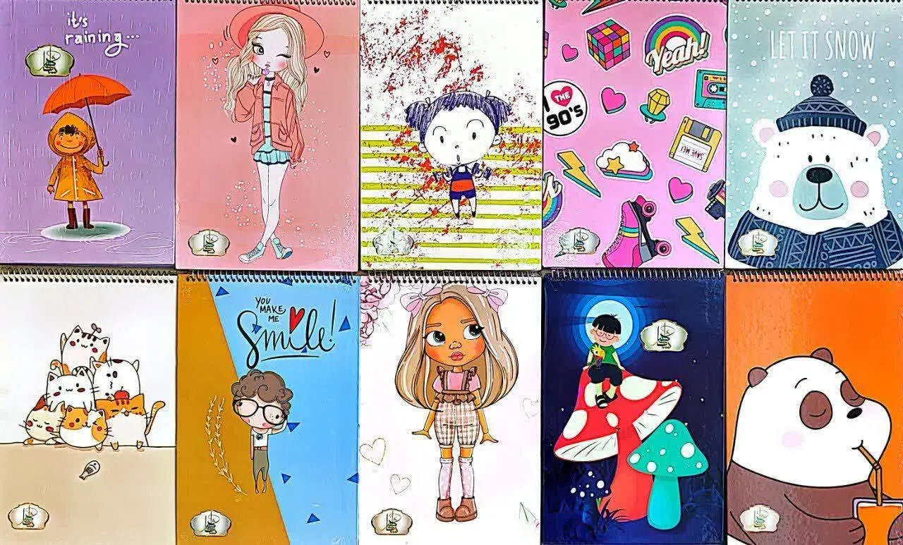 دفتر ۵۰ برگ نقاشی جلد سخت بالا باز شو
