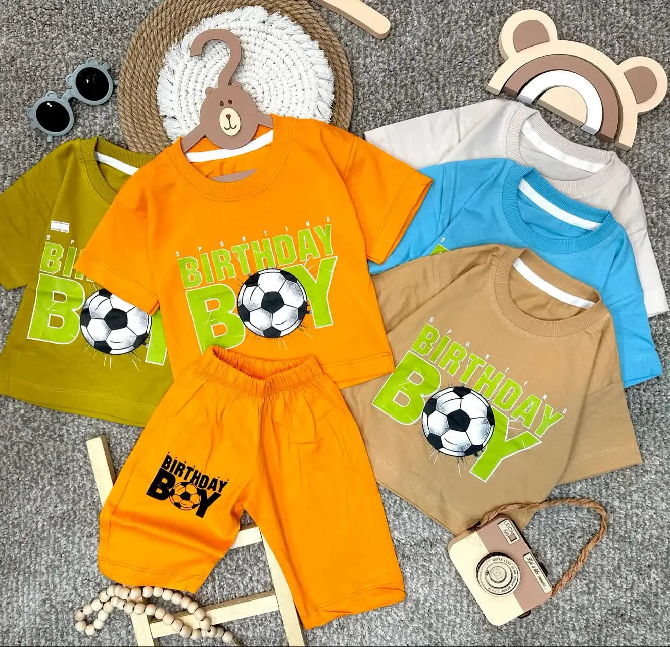 👫تیشرت شلوارک لش پسرانه چاپ توپ فوتبال BOY ✅
