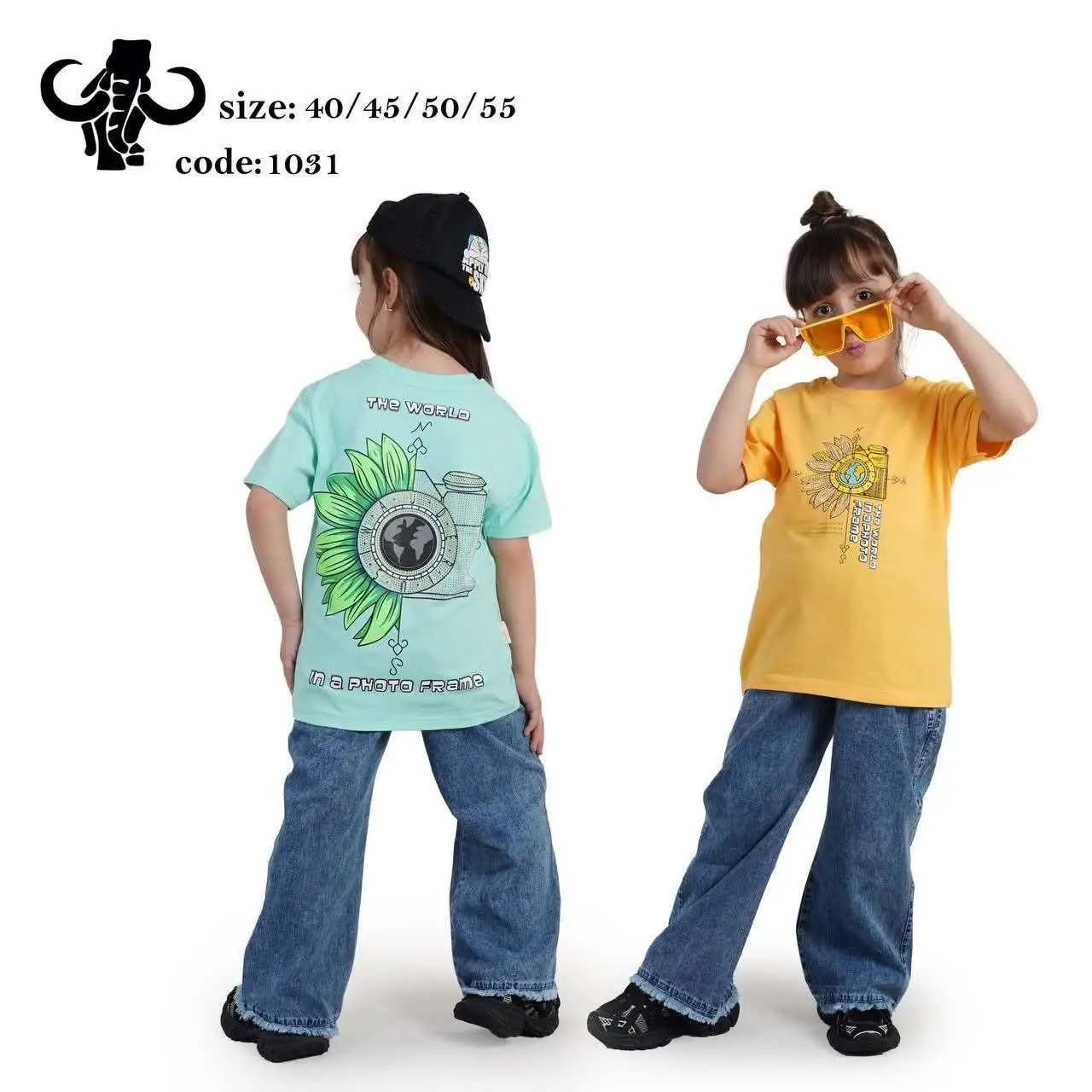 👧 تیشرت شلوار لی بگ پایین ریش دار
