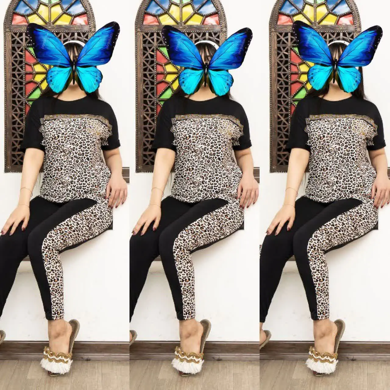 نام: ست جیبدار نگین دار پلنگی روشن
