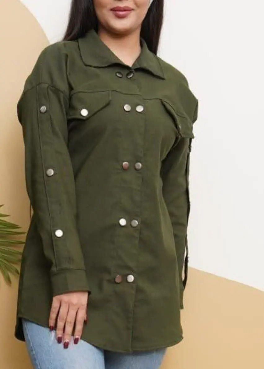 مانتو کتان آستین دکمه ۱۲۵۵