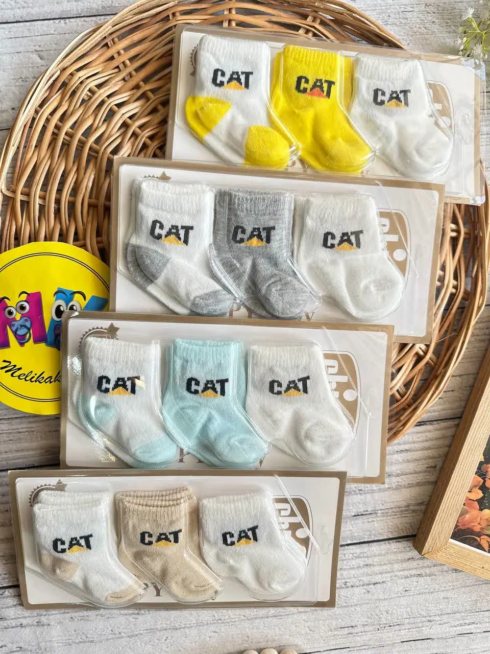 جوراب سه تایی طرح CAT نوزادی و کودک کد ۷۱۰۵۹ 
