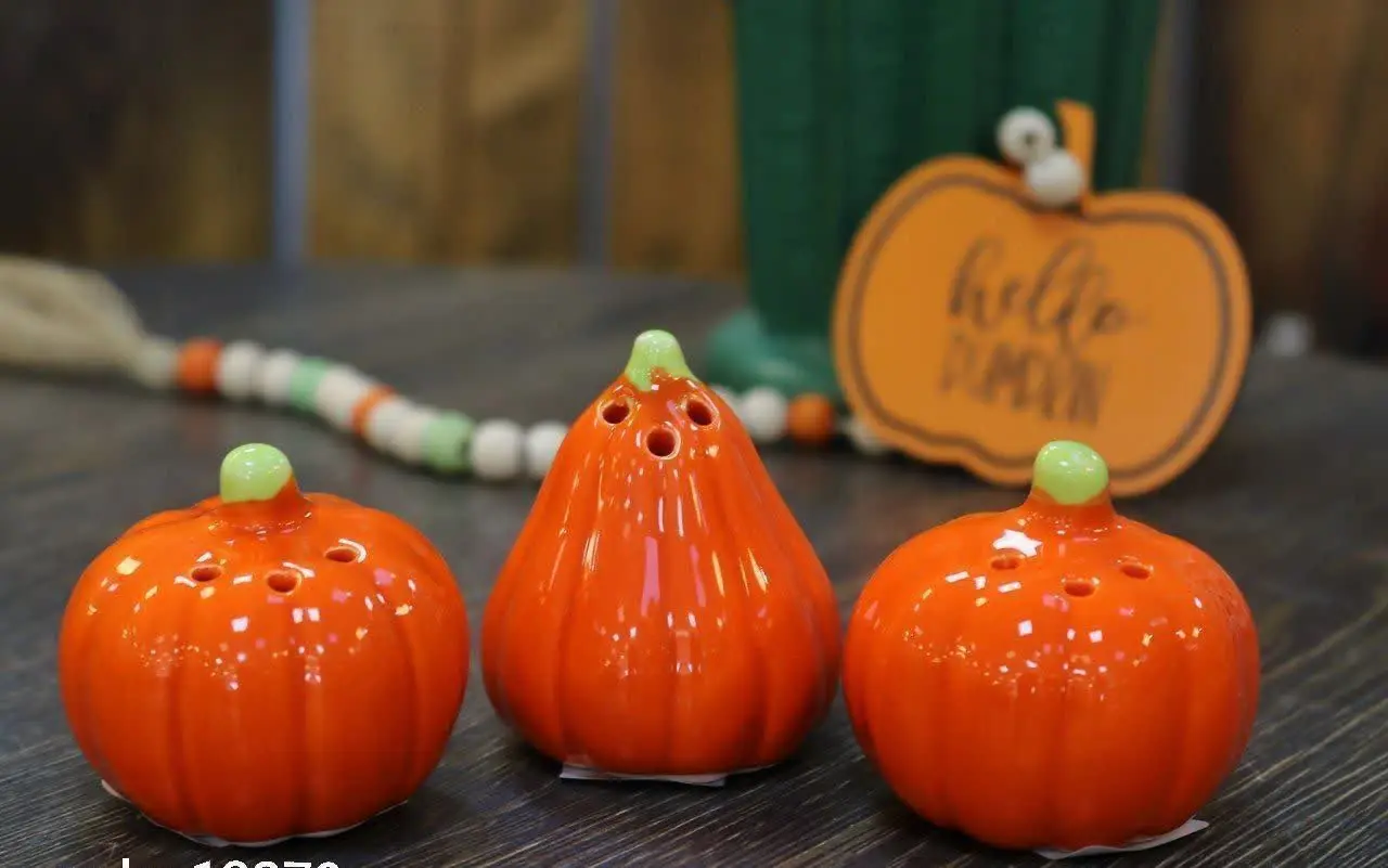 نمکدان ۳تایی کدو سرامیکی 
