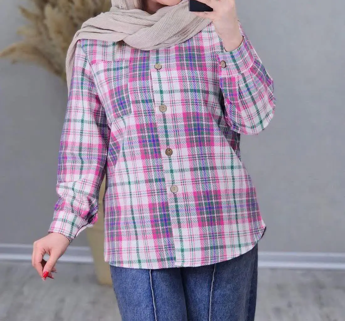 💞شومیز مانتویی چهارخونه خاص💞
