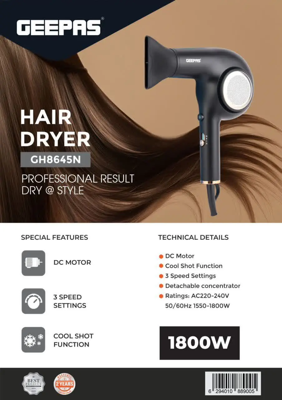 سشوار حرفه‌ای جیپاس ۱۸۰۰ اصلی 
