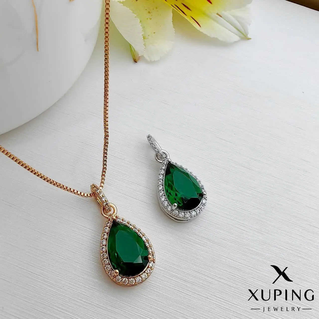 پلاک نگین سبز ژوپینگ بدون ز...