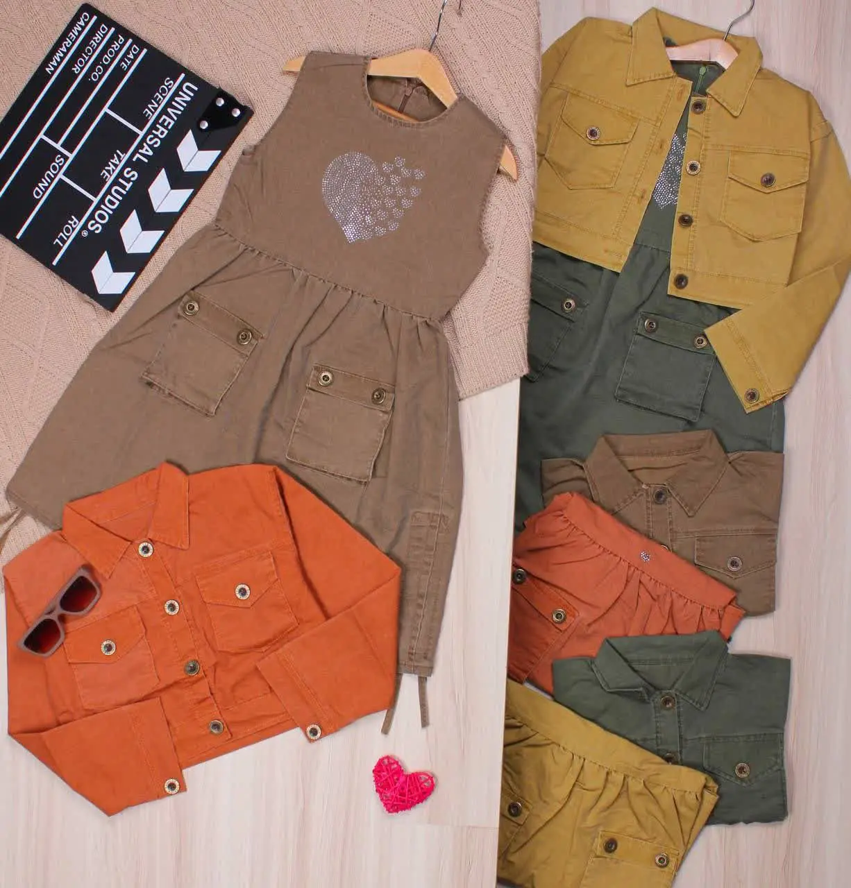 👫کت و سارافون کتان نگین دار ۲ رنگ 👫
