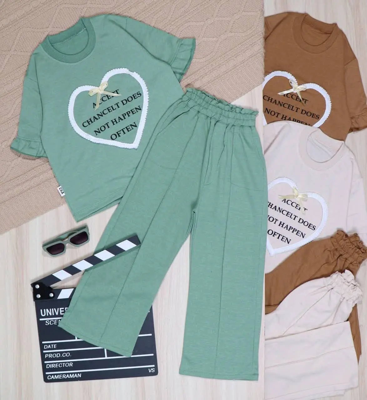 👫تیشرت و شلوار دخترانه اسپان جودون قلب و نوشته👫
