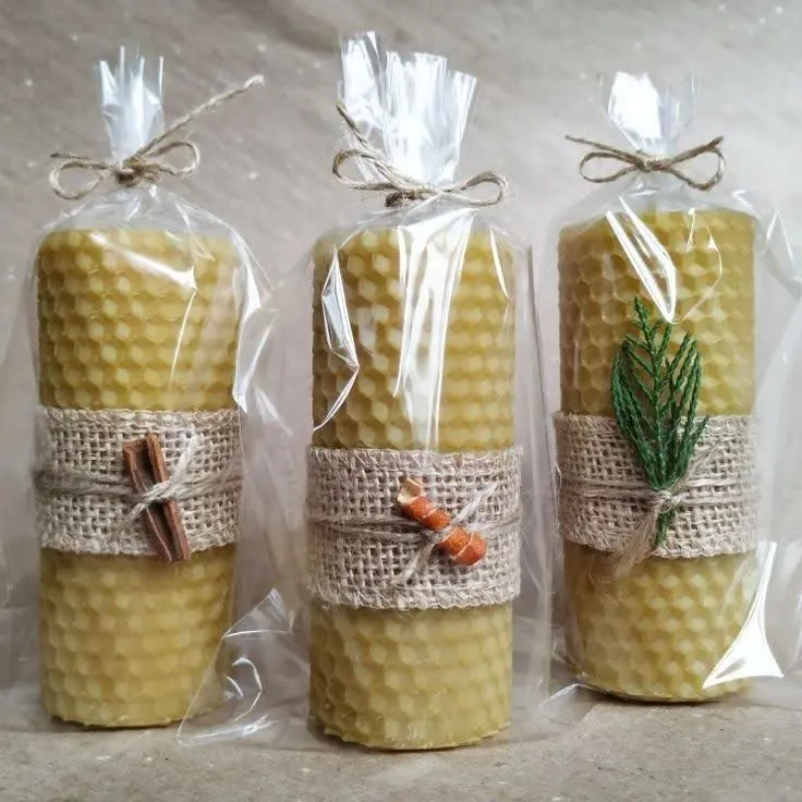 شمع موم عسلی زرد
