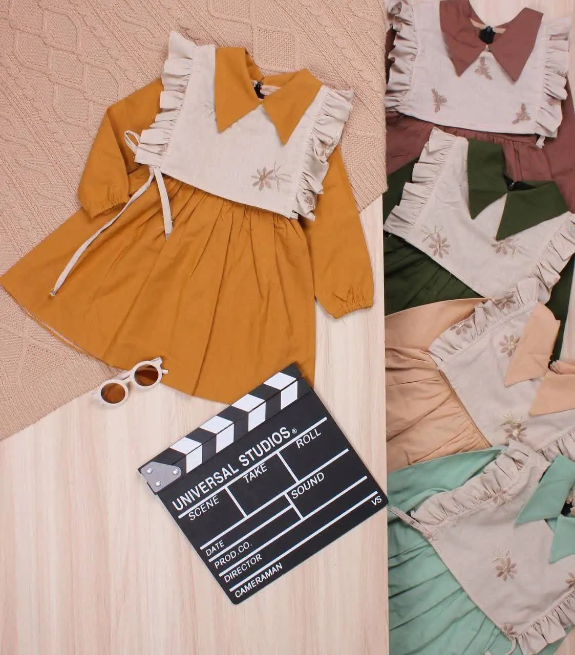 👫سارافون ۲تیکه لینن کتان گلدوزی گل/ زنبور👫
