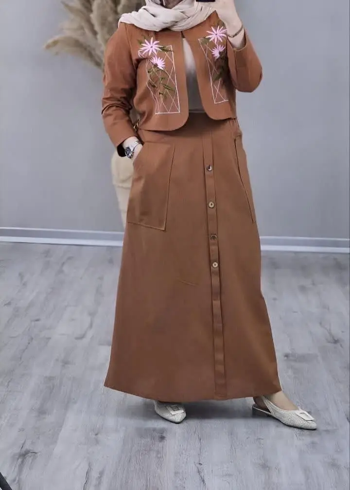 ☘نام: کت دامن گلدوزی شیدا✅
