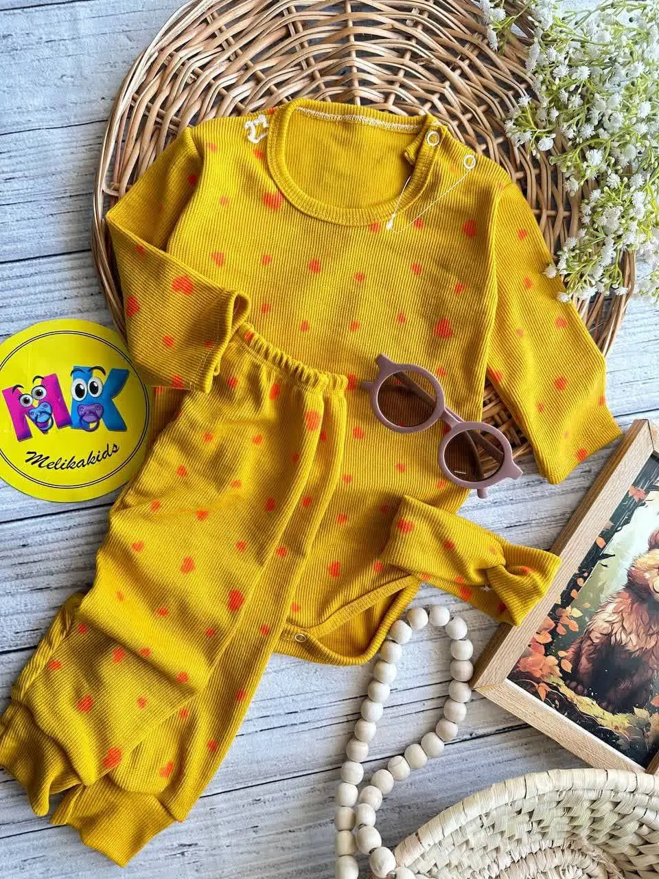 سه تکه طرح قلب ریز خالدار نوزادی و کودک کد ۱۱۷۲۶۳ 
