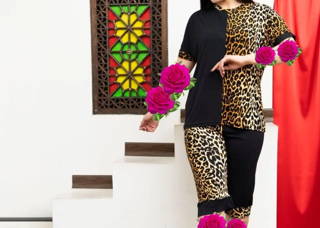 👚نام: تیشرت شلوارک دو تیکه پلنگی
