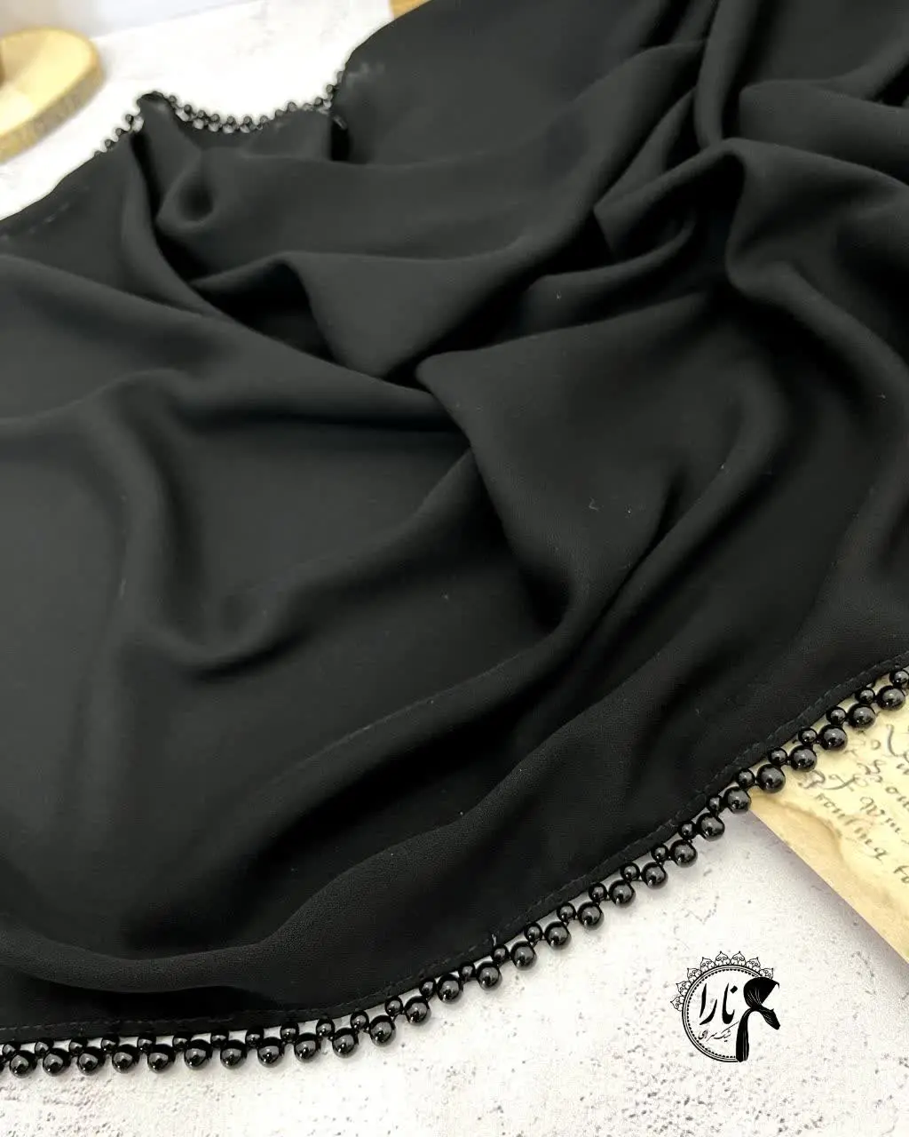 شال روسری مشکی مرواریددوزی شده👌
