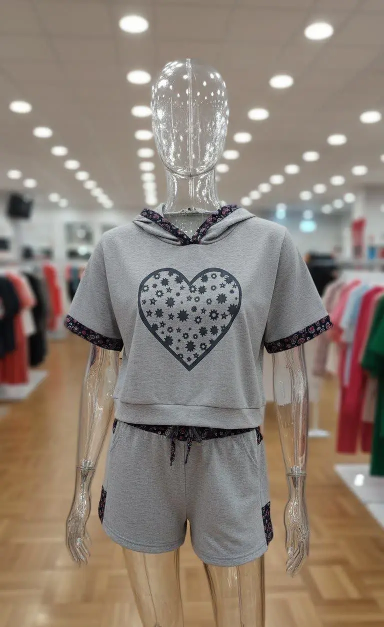 ✅ ست هودی کراپ با شورتک