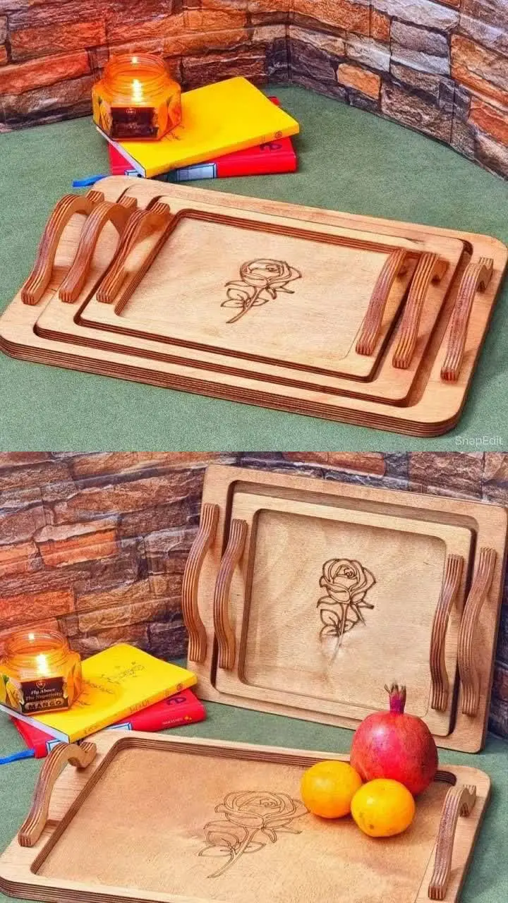 📍سینی سه تیکه بزرگ طرح گل رز📍
